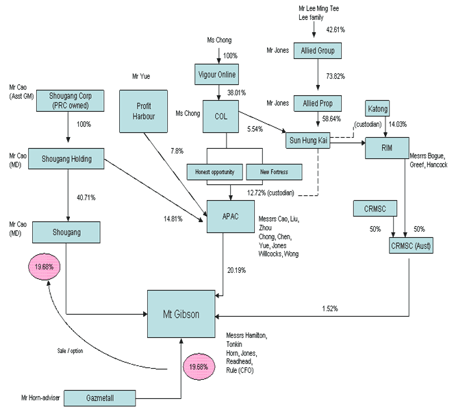 Diagram describing the various relationships between the parties concerned in this matter
