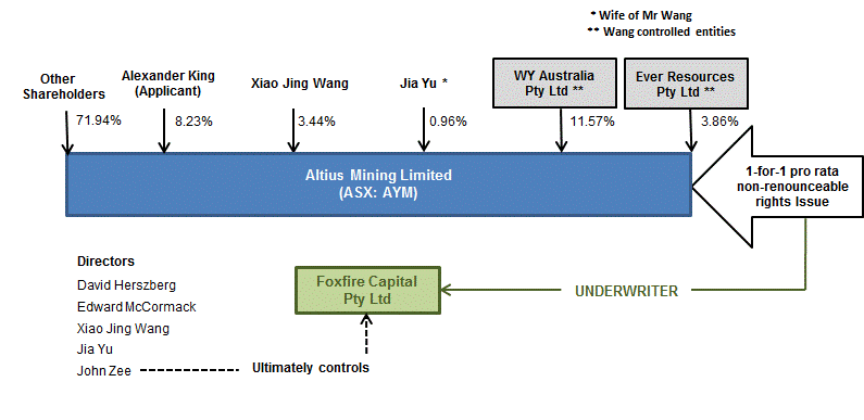 Various structural relationships between the parties identified in the application.